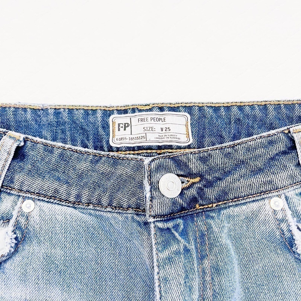 Free People Patchwork Two Tone Denim Straight Leg… - image 7